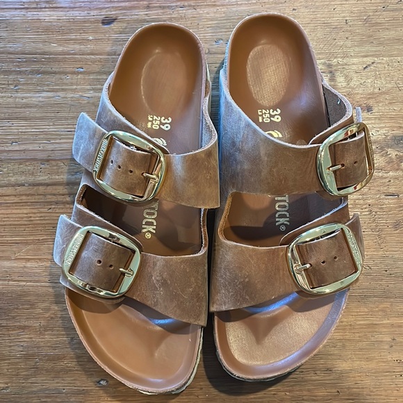 Birkenstock Shoes - NEW Arizona Oiled Leather Big Buckle Slide Sandals size 39